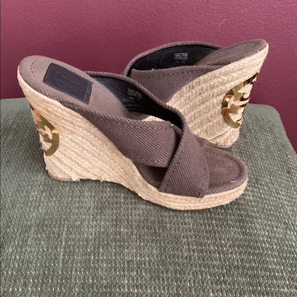 Tori Burch Kristin Brown Wedge Espadrille Sandals - Picture 8 of 8